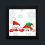 Santa and Elf Cute and funny Characters Peeking Gift Box<br><div class="desc">Cute and Funny Santa and Elf Cartoon Characters peeking from behind a panel. Original Vector Illustration Copyright BluedarkArt TheChameleonArt.</div>