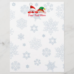 Santa and Elf Cute and funny Characters Peeking Letterhead