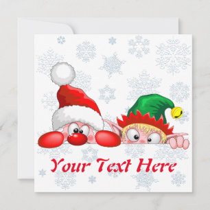 Santa and Elf Cute and funny Christmas Cartoon Cha