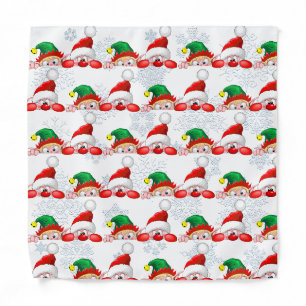Santa and Elf Cute and funny Christmas Cartoon Cha Bandana
