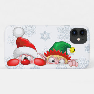 Santa and Elf Cute and funny Christmas Cartoon Cha iPhone 11 Case