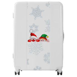 Santa and Elf Cute and funny Christmas Cartoon Cha Luggage