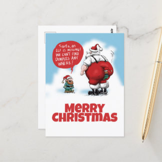 Santa and Elf Funny Cartoon Postcard