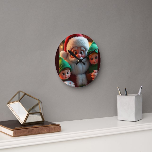 Santa and elves Christmas Clock (Office)