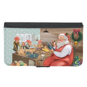Santa And Elves Making Toys Christmas Samsung Galaxy S5 Wallet Case