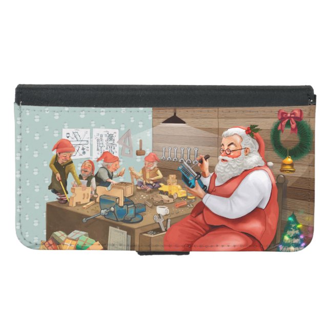 Santa And Elves Making Toys | Christmas Samsung Galaxy Wallet Case (Front (Horizontal))