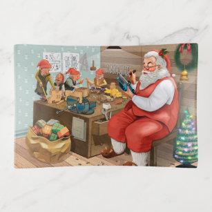 Santa And Elves Making Toys   Christmas Trinket Tray