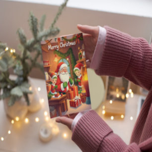Santa and Fireplace Cozy Christmas  Card