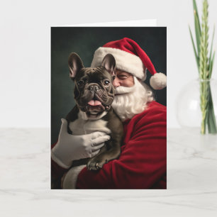 Santa and French Bulldog Holiday Card