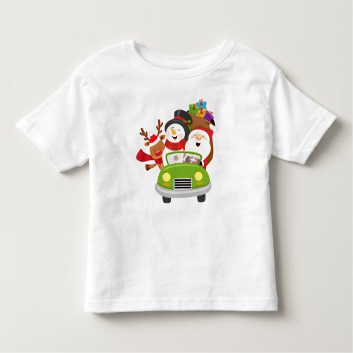Santa and friend delivering gifts toddler t_shirt