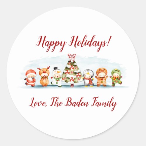 Santa and Friends Holiday  Classic Round Sticker