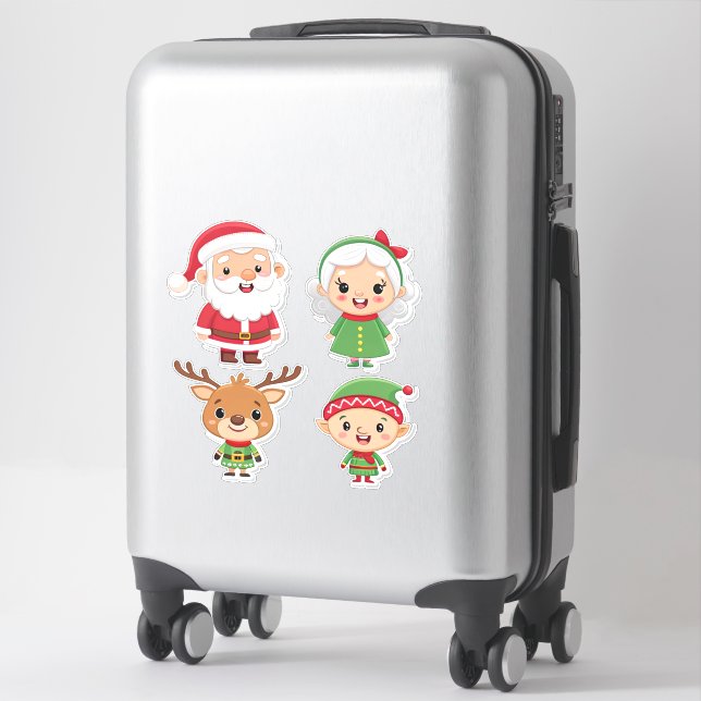Santa and Friends Sticker Pack | Cute Santa, Mrs.  (Suitcase)