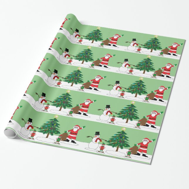 Santa and friends wrapping paper (Unrolled)