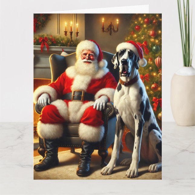 Santa and Great Dane Christmas Card (Front)