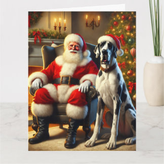 Santa and Great Dane Christmas Card