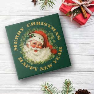 Santa and Green Pine Frame Tile