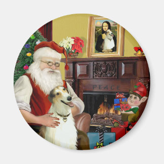 Santa and his Borzoi Magnet