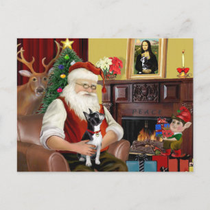Santa and his Boston Terrier Holiday Postcard
