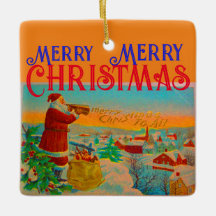 Santa and his Christmas Horn Ornament