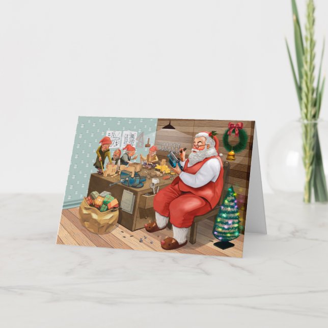 Santa and his Elves in the Workshop Card (Front)