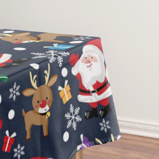 Santa And His Favorite Reindeer Pattern Tablecloth (In Situ)