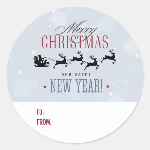 Santa and his Flying Reindeer Christmas Gift Classic Round Sticker