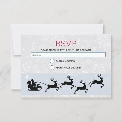 Santa and his Flying Reindeer Christmas RSVP Invitation