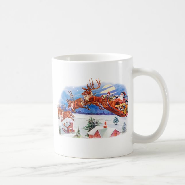 Santa and His Flying Reindeer Coffee Mug (Right)