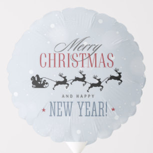 Santa and his Flying Reindeer Silhouette Christmas Balloon