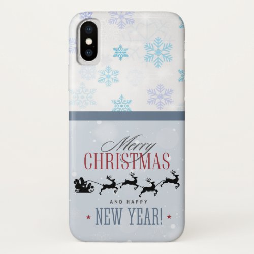 Santa and his Flying Reindeer Silhouette Christmas iPhone X Case