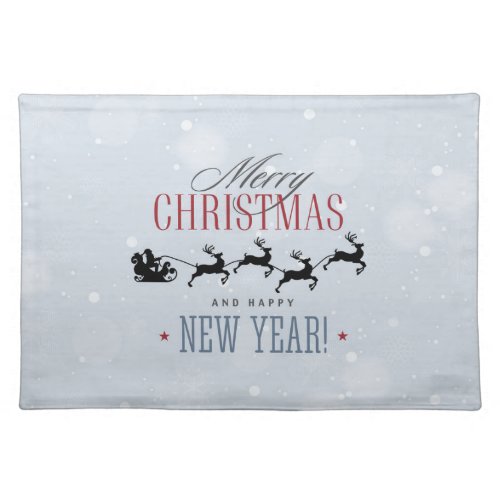 Santa and his Flying Reindeer Silhouette Christmas Cloth Placemat