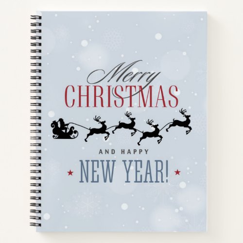 Santa and his Flying Reindeer Silhouette Christmas Notebook