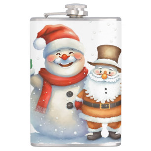 Santa and his Frosty Buddy Flask