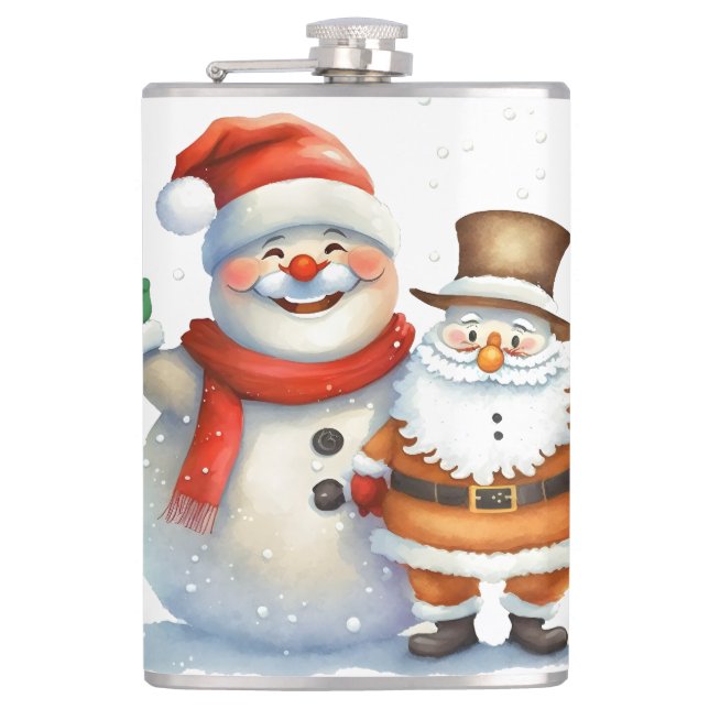 Santa and his Frosty Buddy Flask (Front)