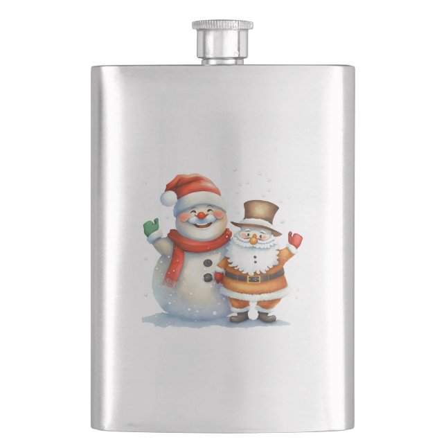 Santa and his Frosty Buddy Flask (Front)