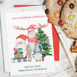 Santa and His Helpers Cute Personalized Kids Holiday Card<br><div class="desc">Personalized Christmas Card for kids .. from Santa and His Helpers (editable). The design features a cute illustration of Santa and his Helpers with a sledge of gifts, a gnome and decorated Christmas tree. The template is set up for you to customize all of the wording to suit. It is...</div>