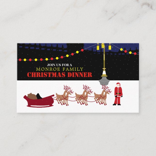 Santa and his Reindeer, Christmas Party Ticket Enclosure Card (Front)