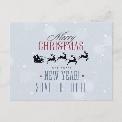 Santa and his Reindeer Christmas Save the Date Postcard
