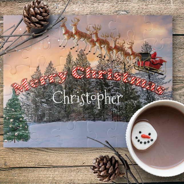 Santa and His Reindeer Personalized Jigsaw Puzzle (Creator Uploaded)