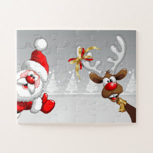 Santa and his Reindeer Rudolph Easy Jigsaw Puzzle