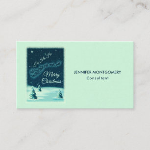Santa and his Reindeers Christmas Night Sky Business Card