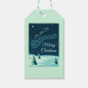 Santa and his Reindeers Christmas Night Sky Gift Tags