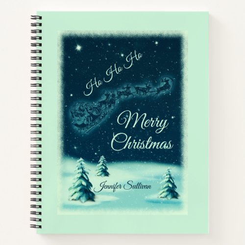 Santa and his Reindeers Christmas Night Sky Notebook