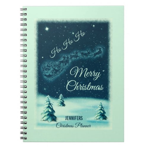 Santa and his Reindeers Christmas Night Sky Notebook