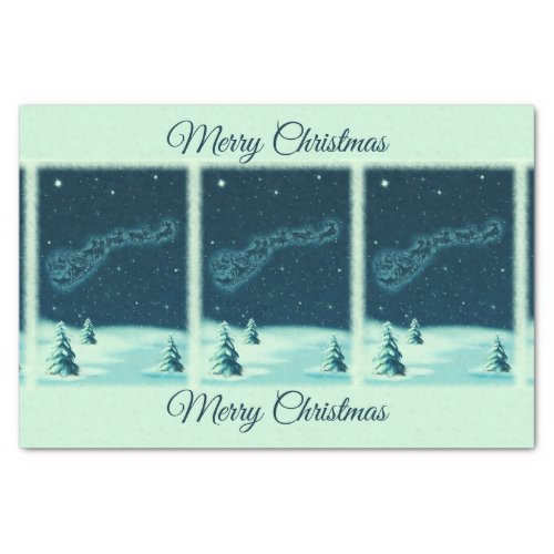 Santa and his Reindeers Christmas Night Sky Tissue Paper