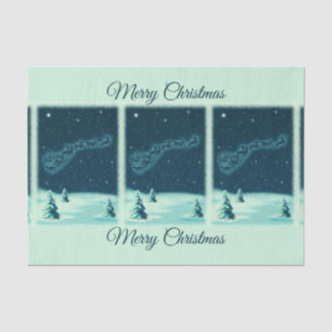 Santa and his Reindeers Christmas Night Sky Tissue Paper