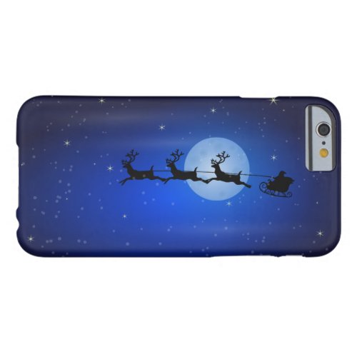 Santa and his reindeers flying at night barely there iPhone 6 case