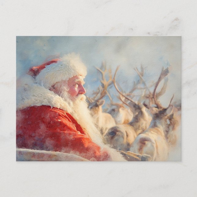 Santa and his reindeers postcard (Front)