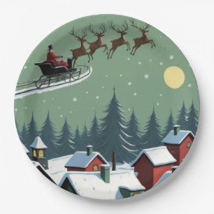 Santa and His Sleigh Paper Plates