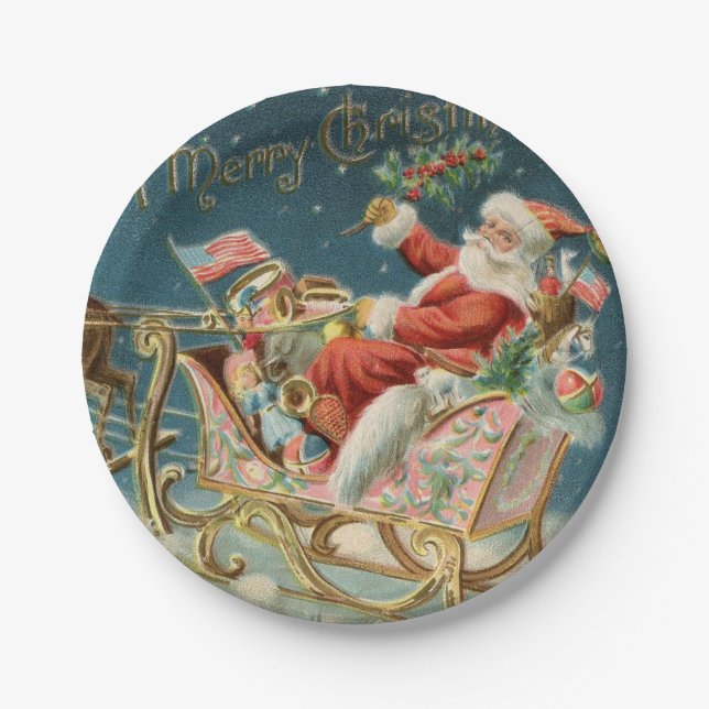 Santa And His Sleigh Small Paper Plates (Front)